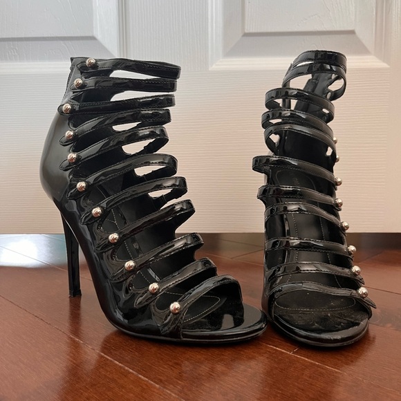 Kendall & Kylie Strappy Stiletto High Heels, Black Patent Leather, size 7.5 - Picture 4 of 7